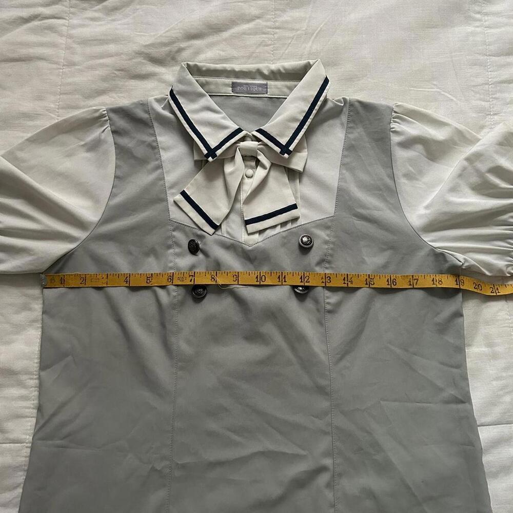 Axes Femme Poetique grey vest prestyled layered cream short sleeve blouse - Picture 8 of 8